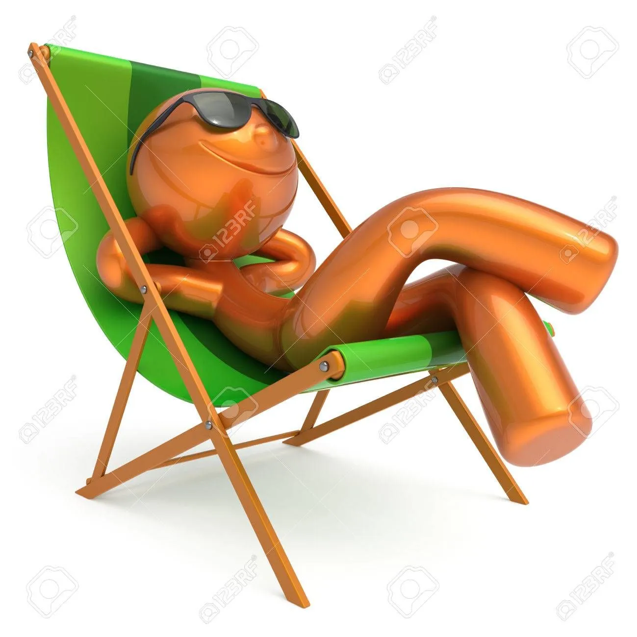 Personnage allongé dans une chaise longue